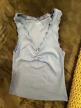 Old Navy Dusty Blue Ruffle-Trim Sleeveless Tank